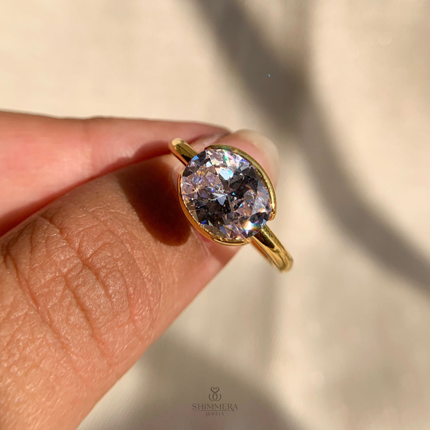 Oval Cut Half Bezel Engagement Ring