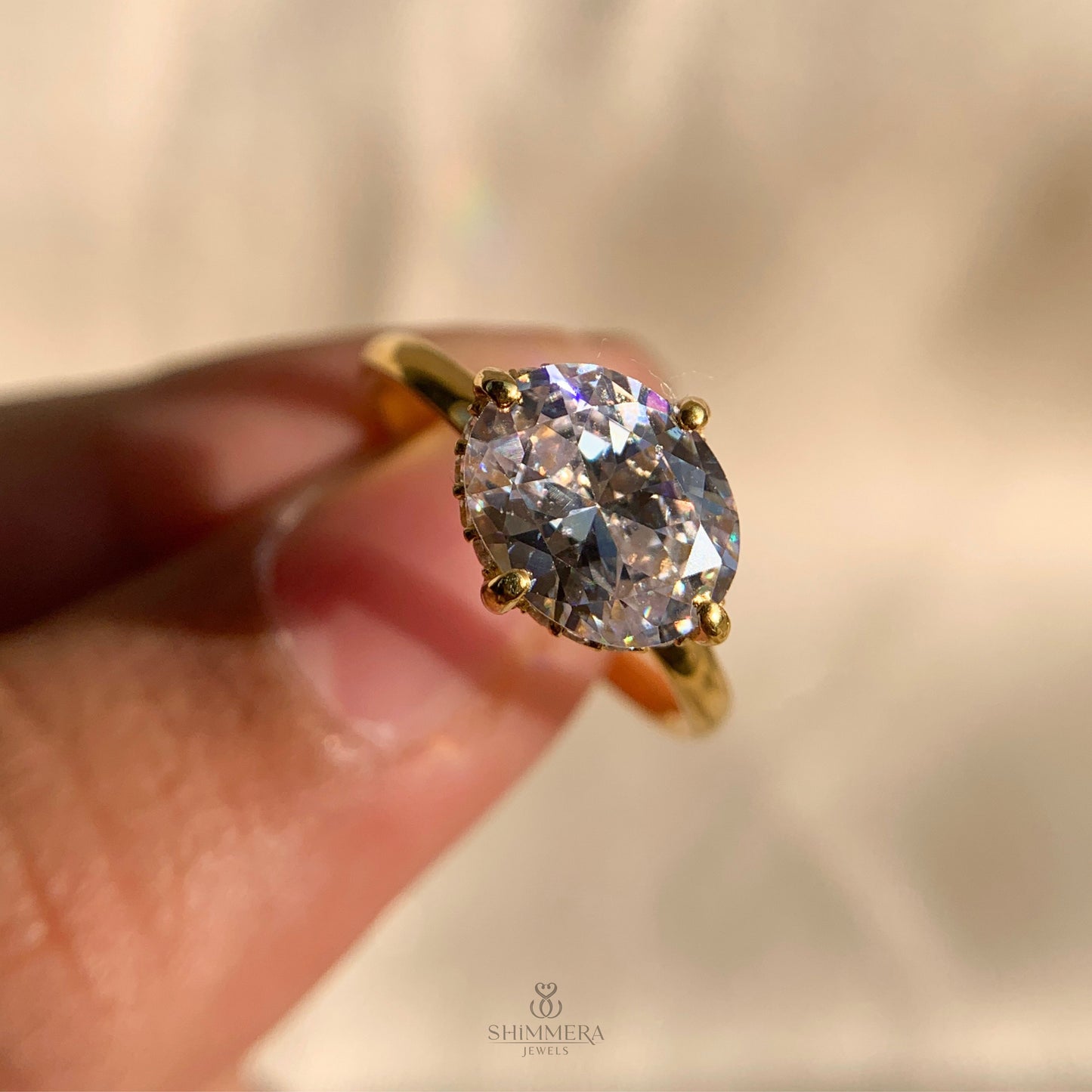 14K Gold Oval Moissanite Engagement Ring