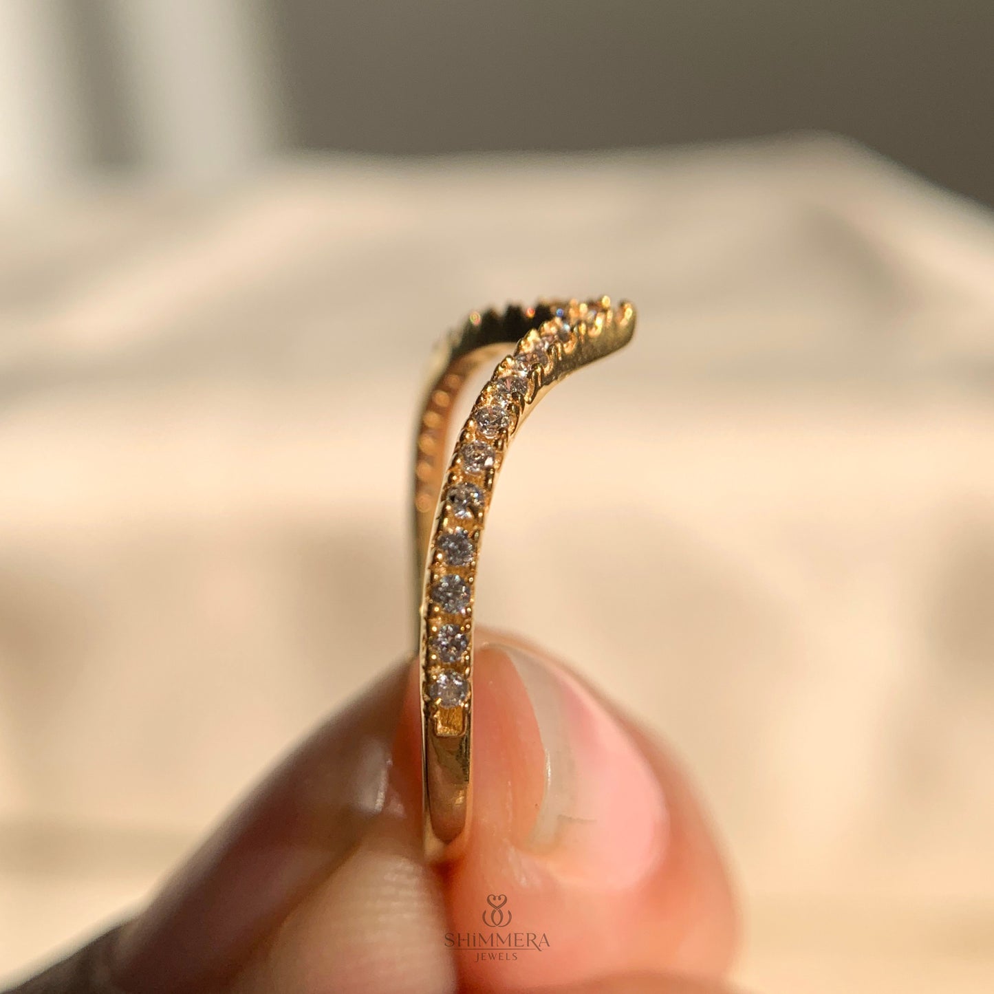 Yellow Gold Chevron Diamond Ring