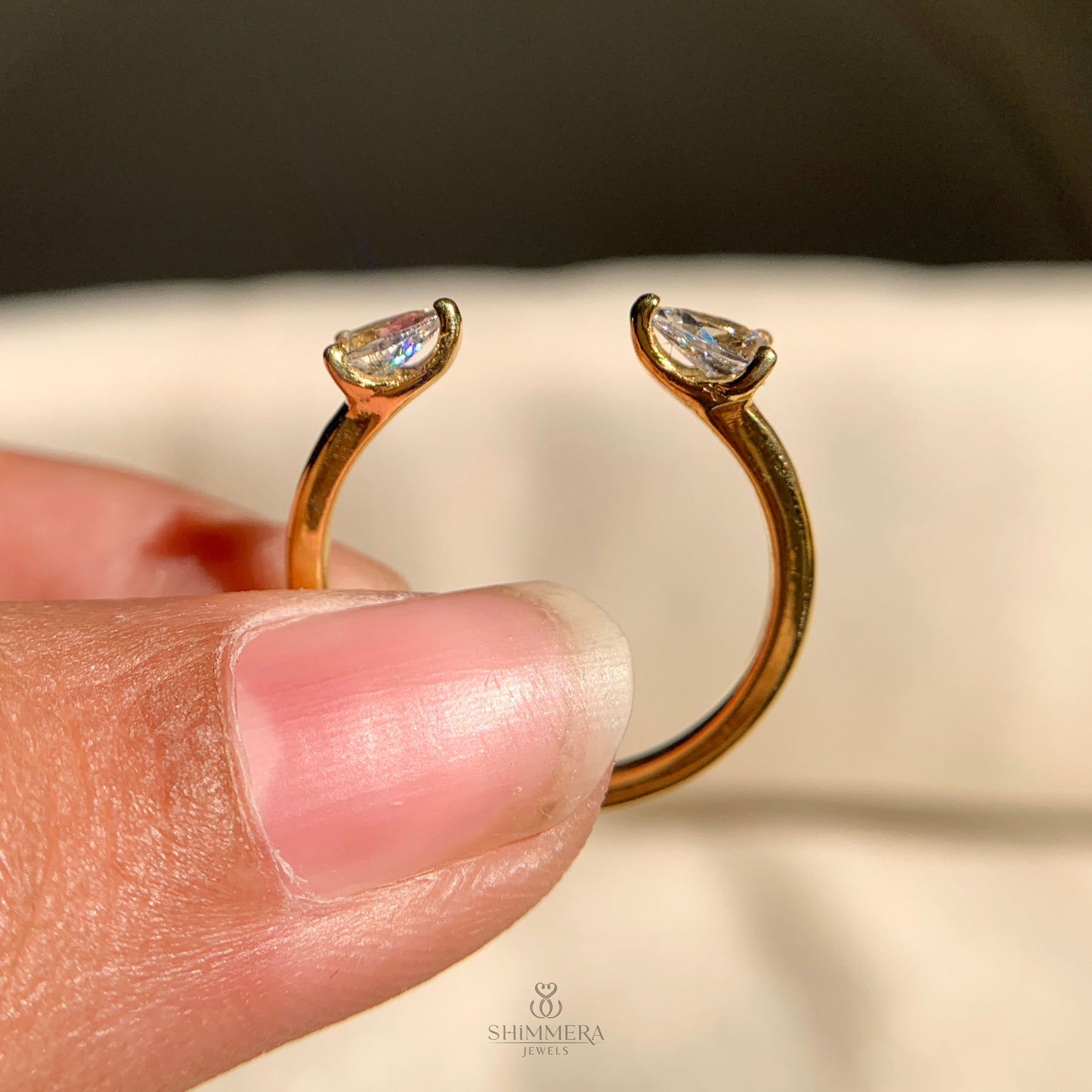 Pear Diamond Open Ring Wedding Band
