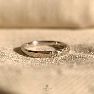 Elegant Half Eternity Ring with Round and Baguette Diamonds