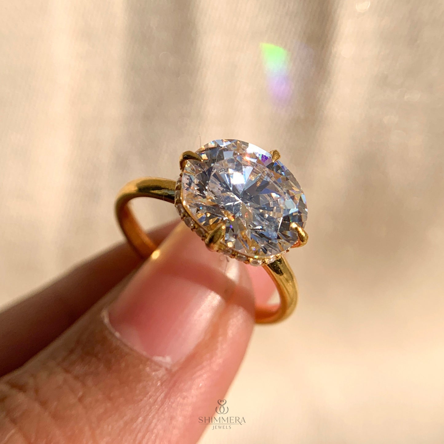 Cushion Cut Hidden Halo Engagement Ring