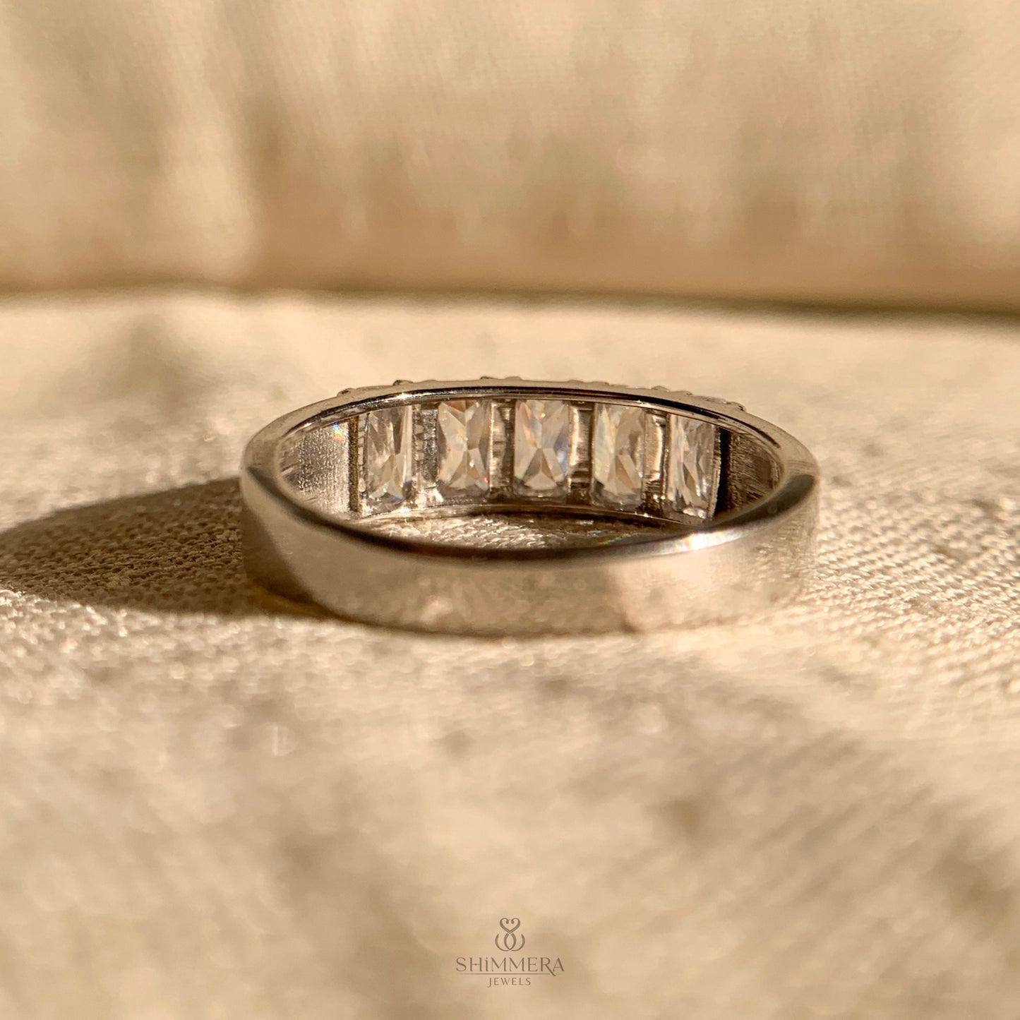 Emerald Shaped Diamond Wedding Band