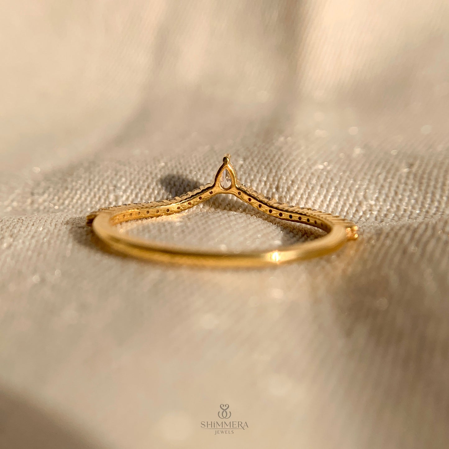 Chevron Wedding Band With Engagement Ring