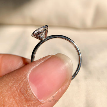 Elegant oval cut 1 carat solitaire engagement ring crafted in sterling silver