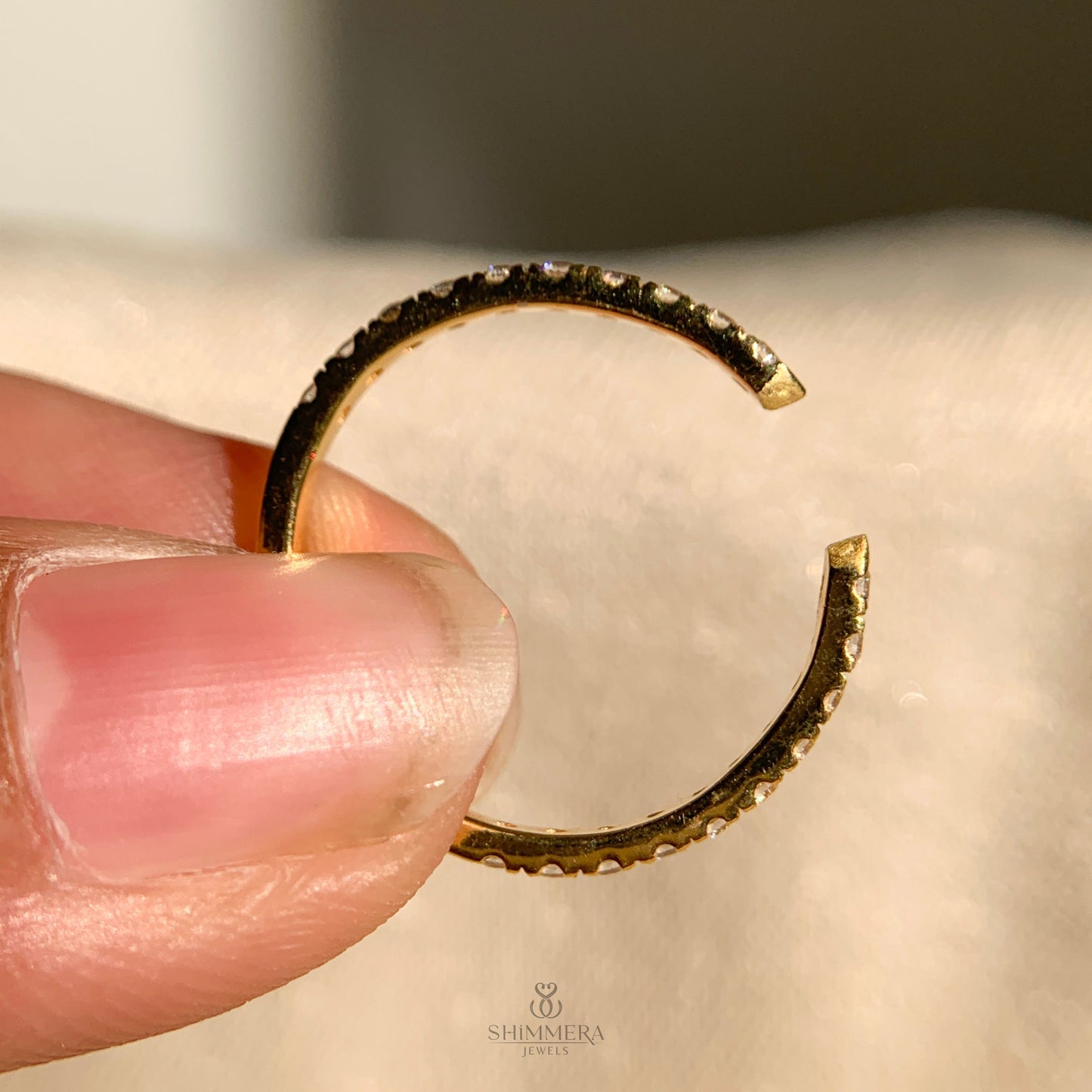 Yellow Gold Moissanite Diamond Cuff Ring