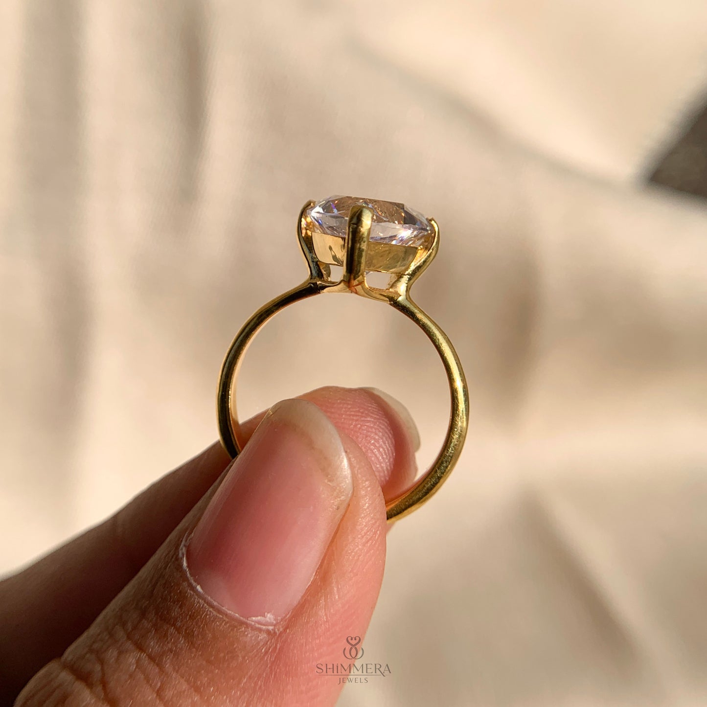 14k Solid Gold Trillion Cut Engagement Ring