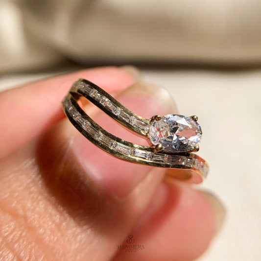 Oval And Baguette Curved Diamond Band