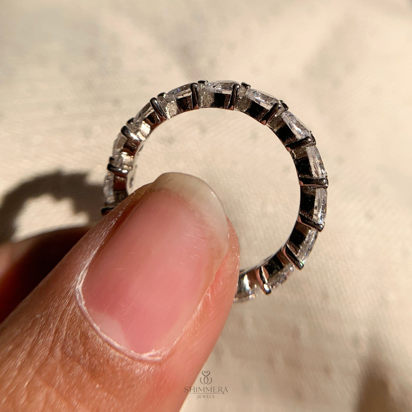 White Gold Heart Cut Out Band Diamond Ring