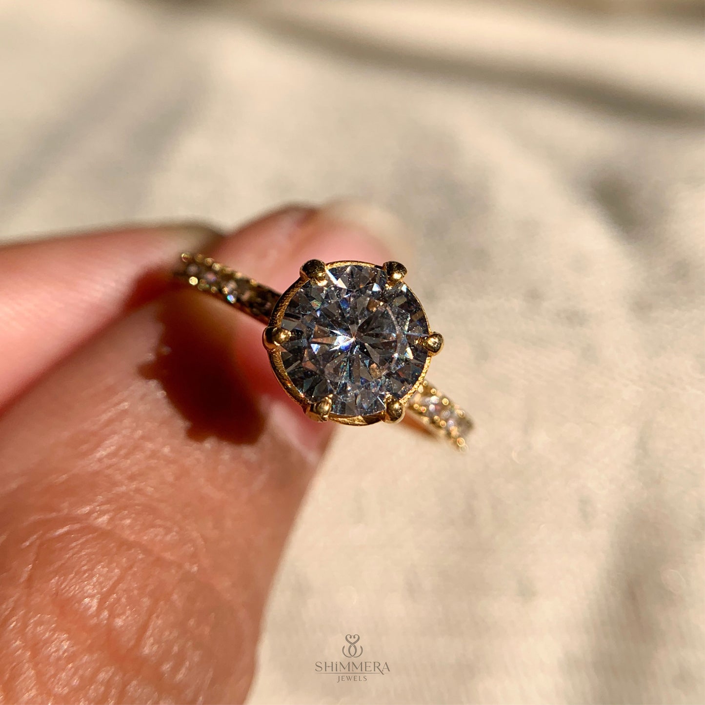 Timeless 6 prong solitaire round diamond engagement ring for women