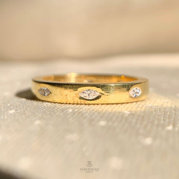 Elegant moissanite marquise wedding band with flush set diamonds