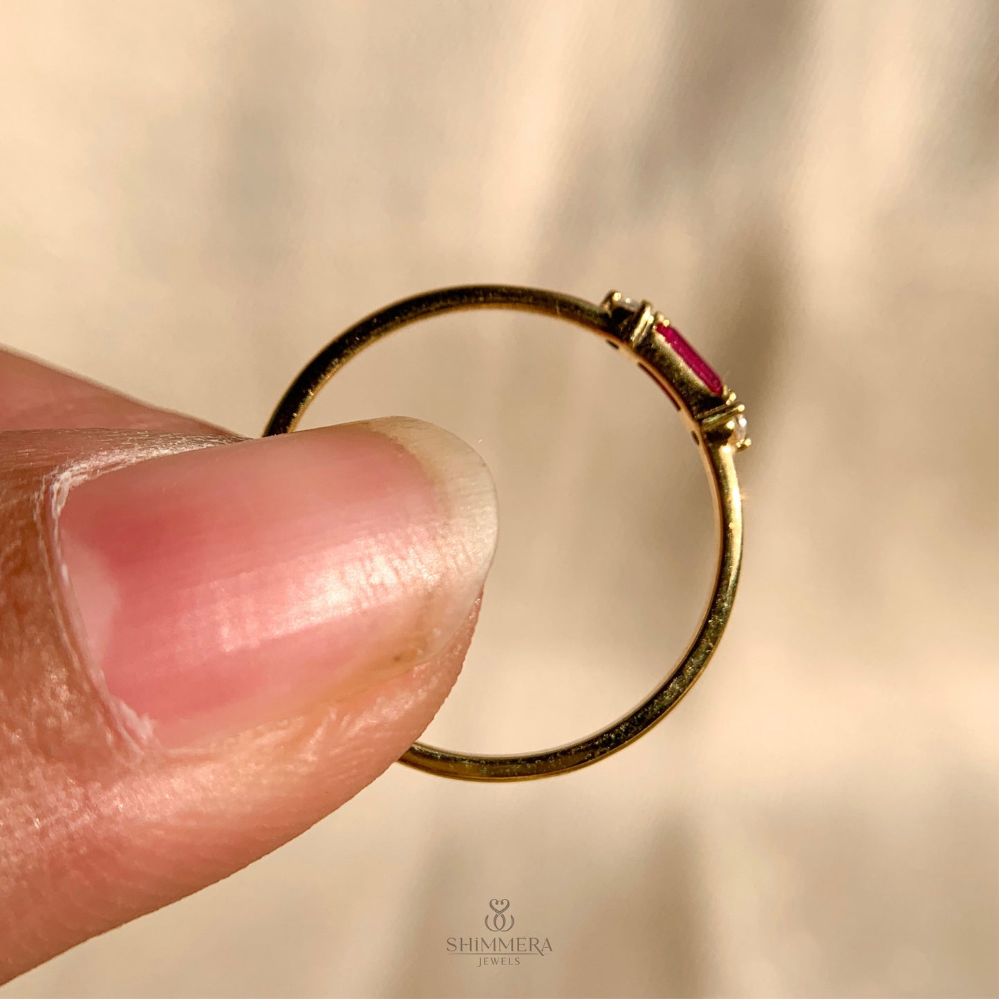 Baguette Shape Stackable Birthstone Rings