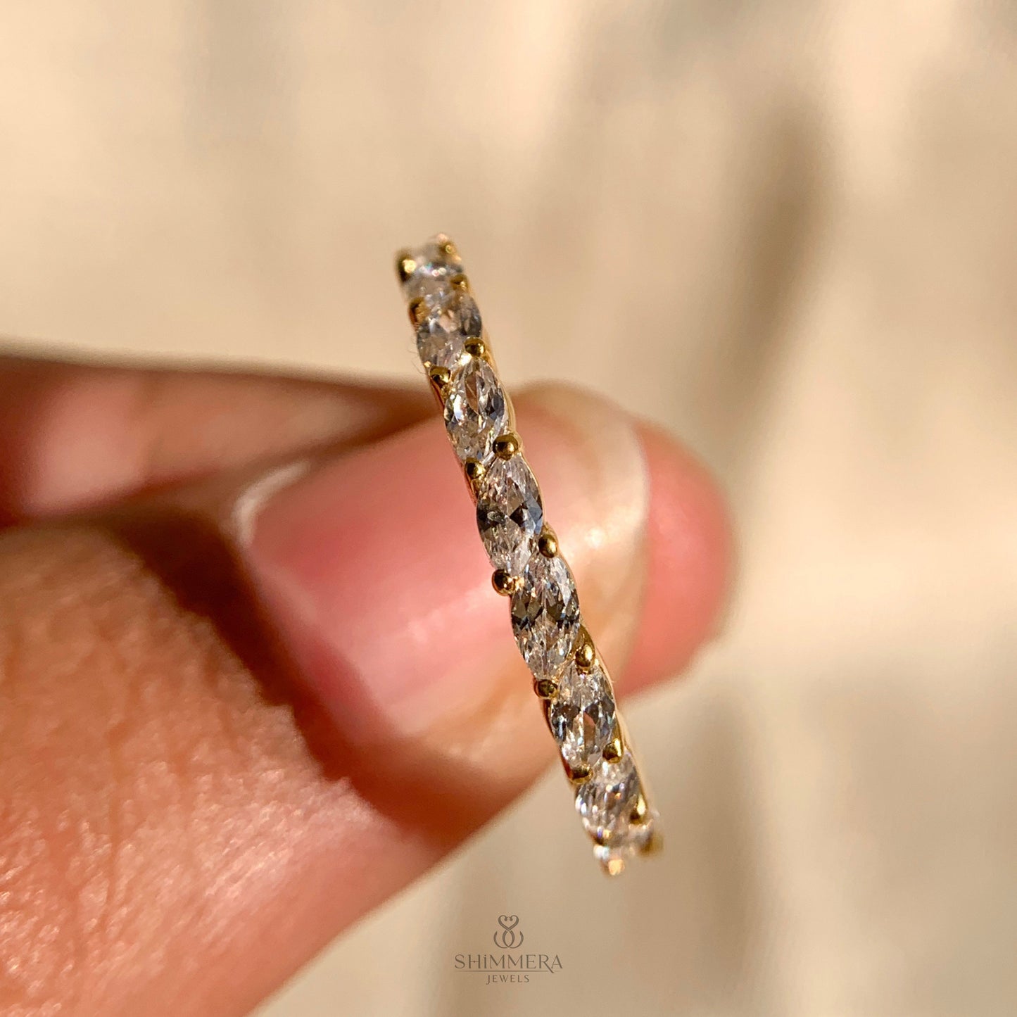 18k Yellow Gold Marquise Cut Diamond Ring
