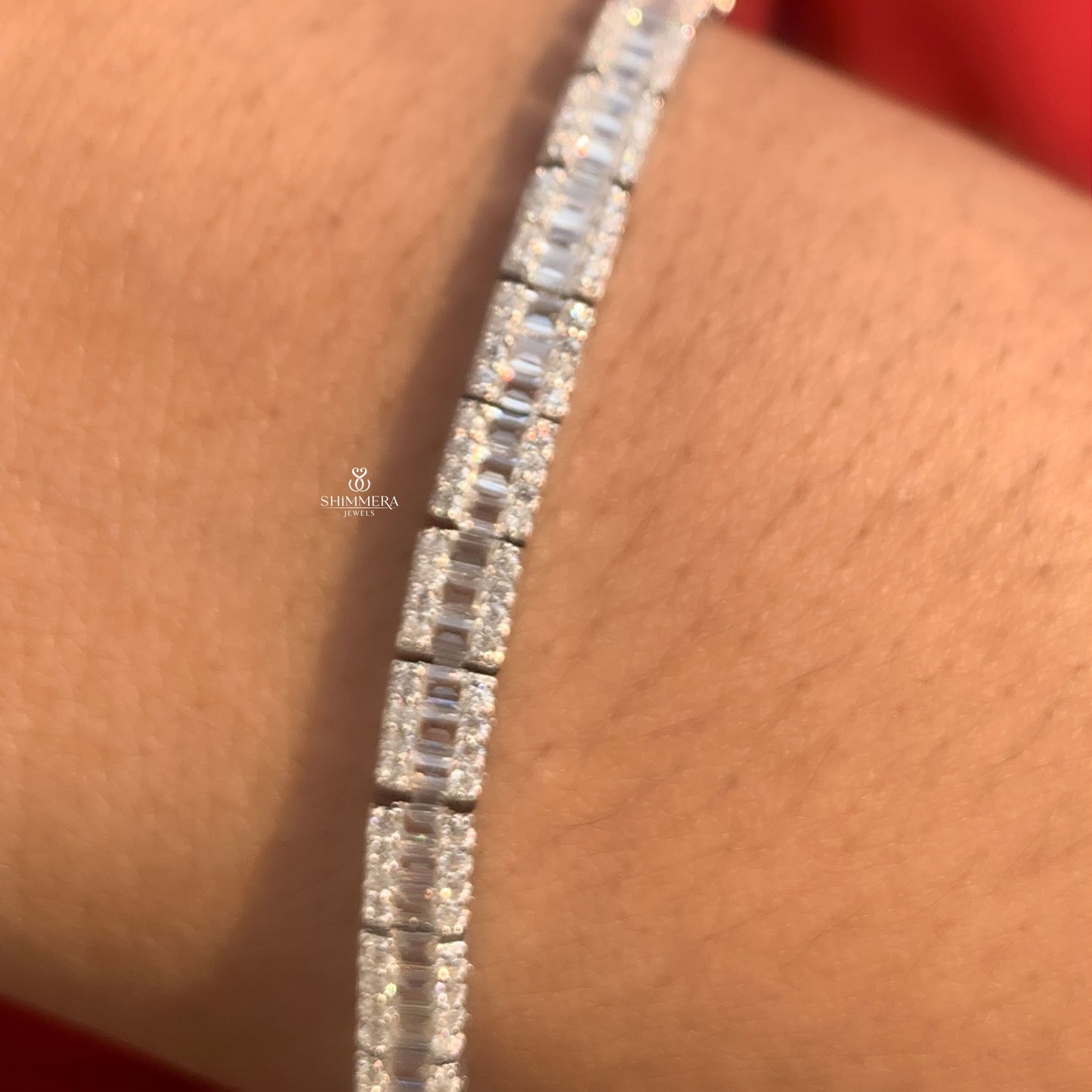 Diamond bracelet on a wrist