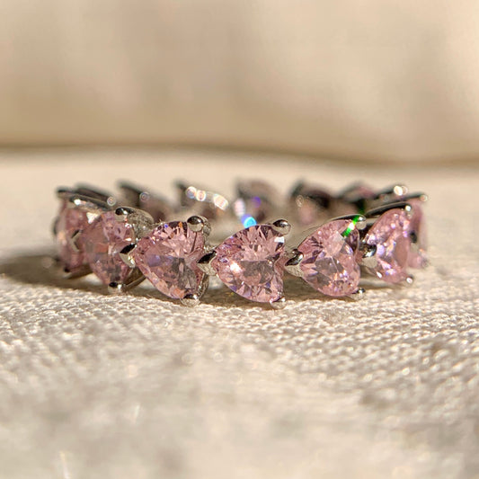 Heart shaped diamond eternity wedding ring in white gold