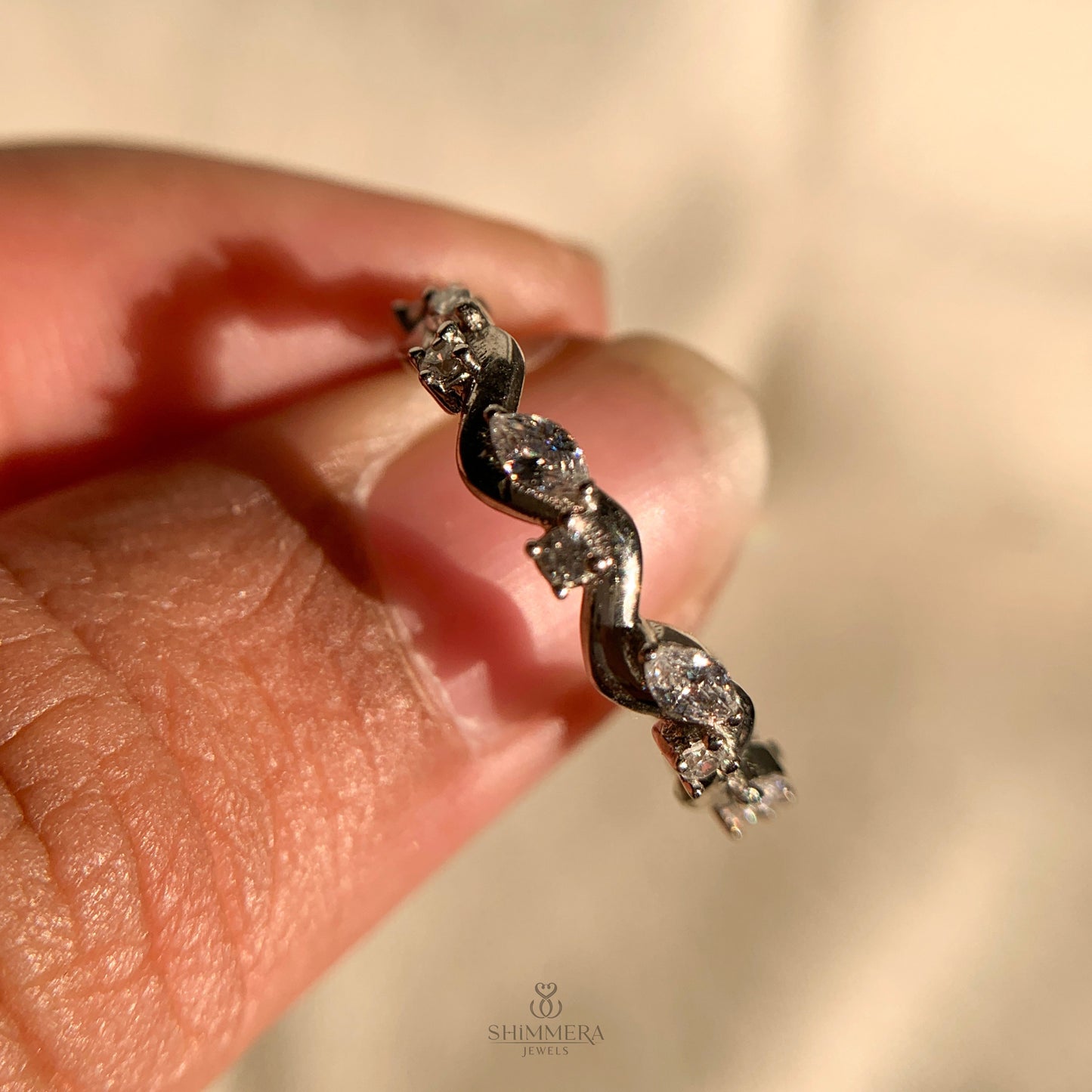 Marquise and Round Shape Stacking Diamond Rings for Women