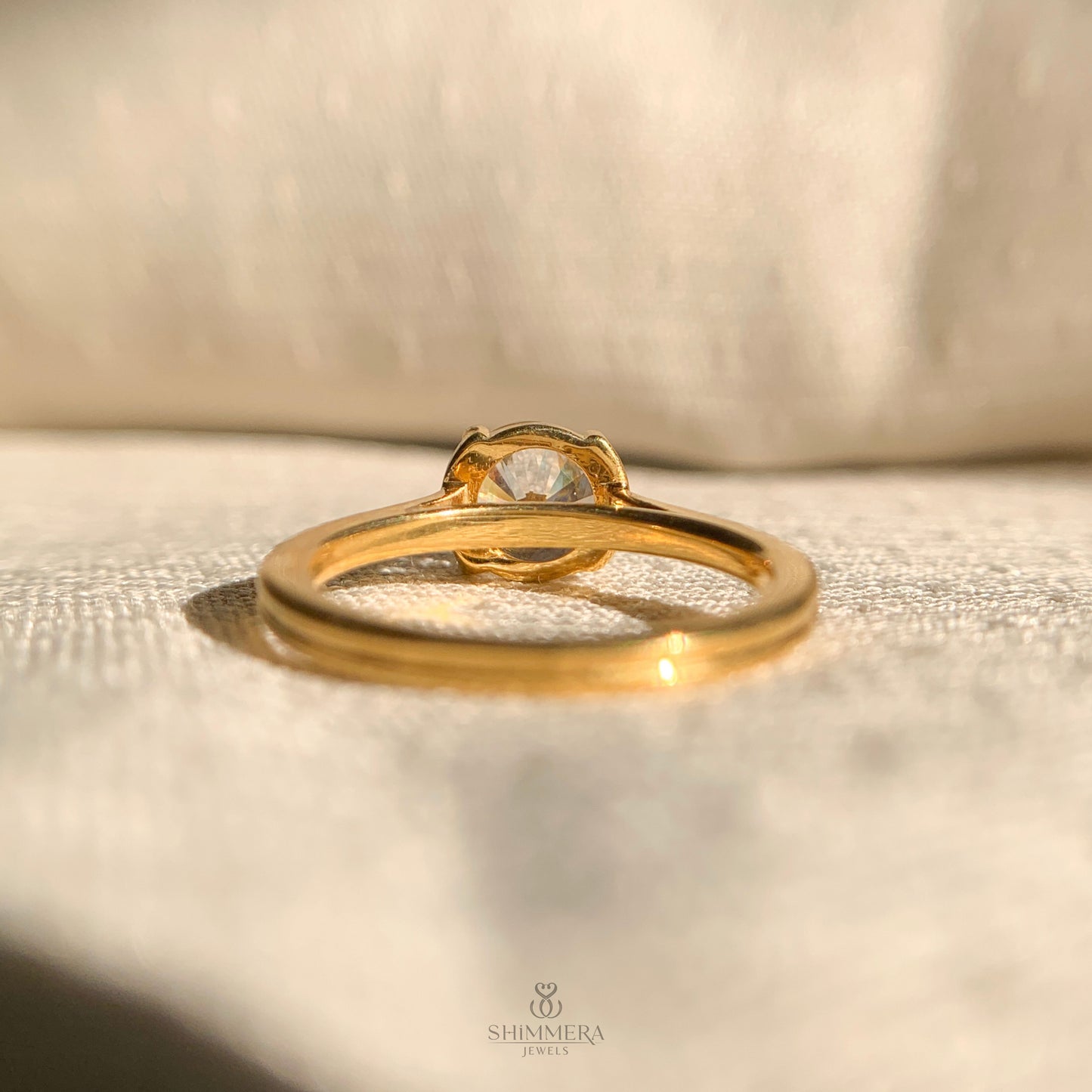 Elegant moissanite solitaire ring featuring brilliant round cut diamond look