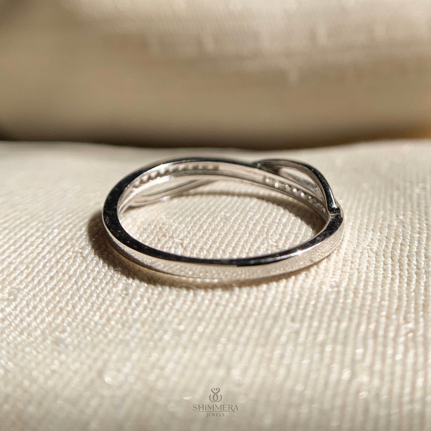 14k Moissanite Diamond Crossover Ring Silver