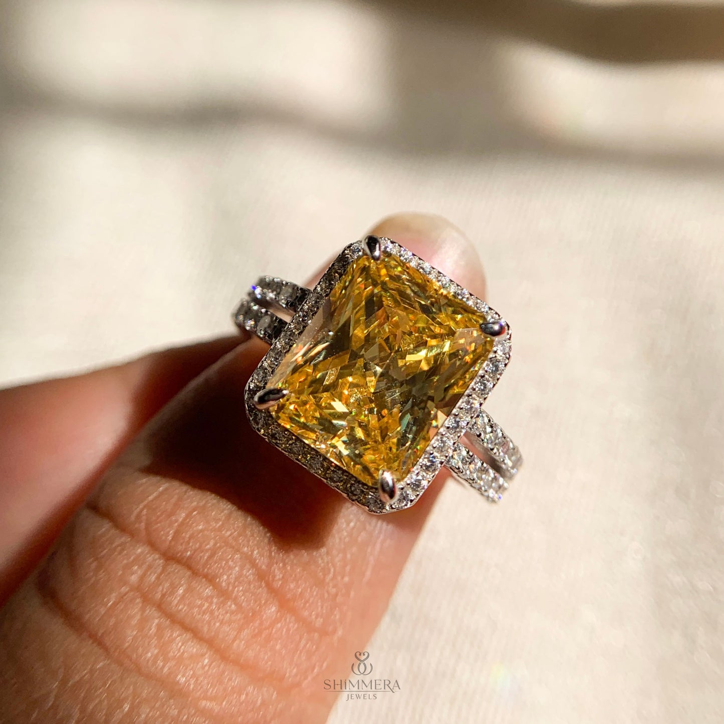 14k Hidden Halo Radiant Engagement Ring