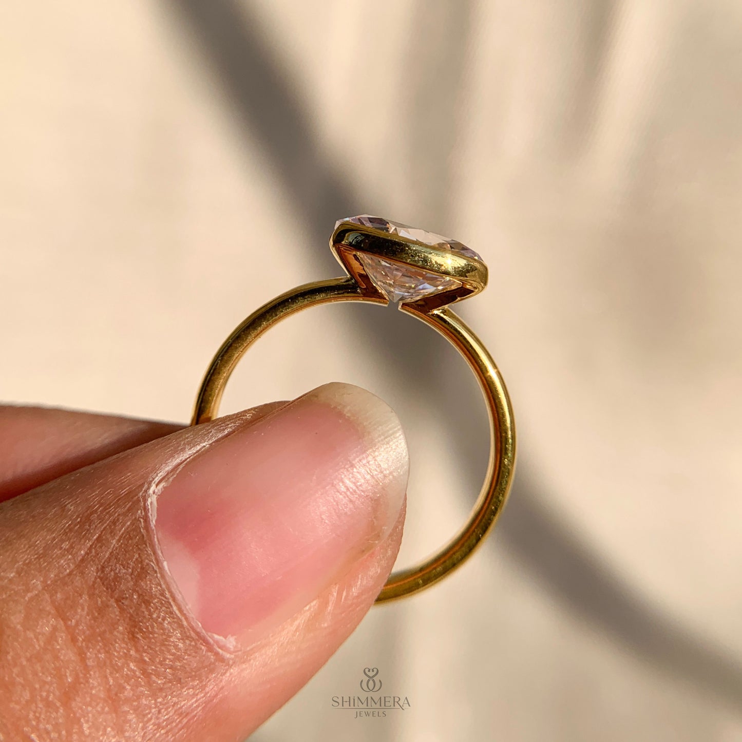 Oval Cut Half Bezel Engagement Ring