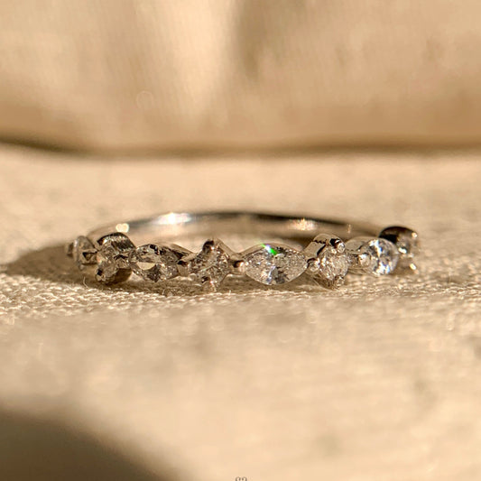 "14k solid gold East West marquise diamond stacking ring SR096 for women"