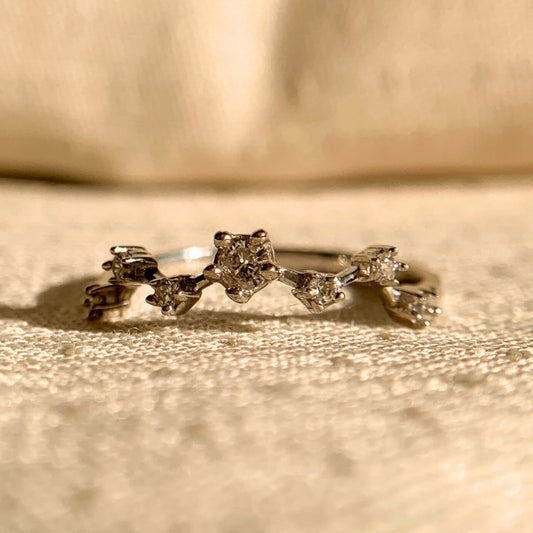 Uneven round diamond fashion ring for women SR100 in sterling silver