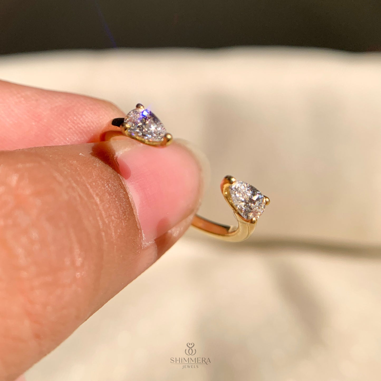 Pear Diamond Open Ring Wedding Band