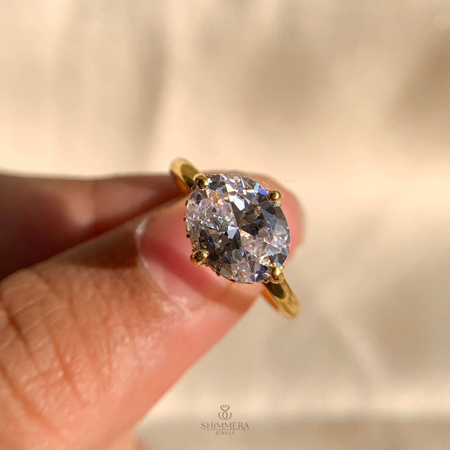 14K Gold Oval Moissanite Engagement Ring