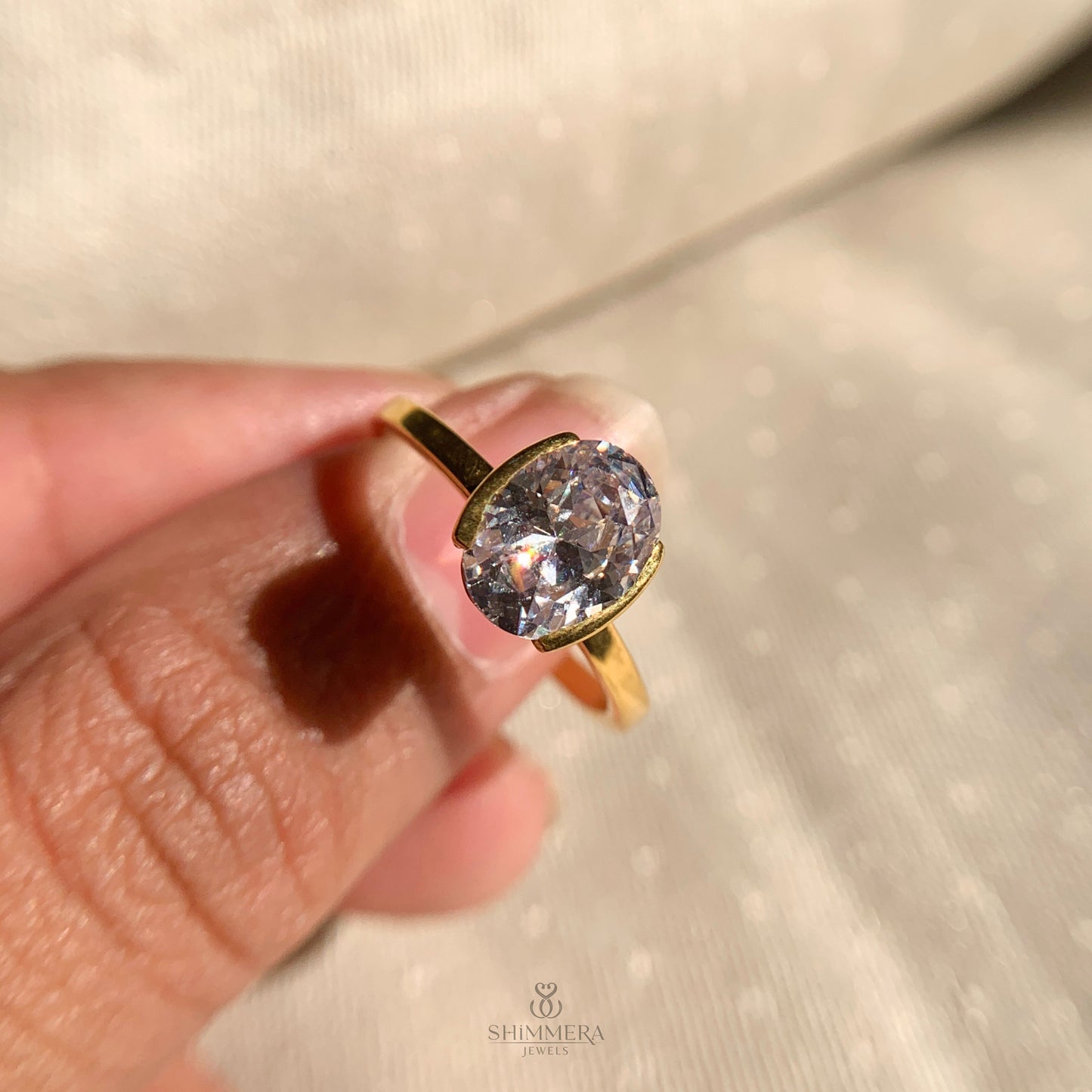 Seamless Half Bezel Solitaire Engagement Ring