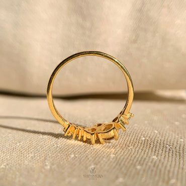 Elegant gold moissanite cluster ring for engagement or anniversary