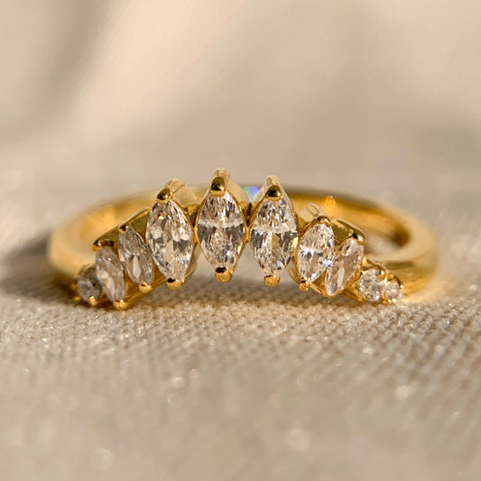 Marquise Shaped Diamond Curved Wedding Ring