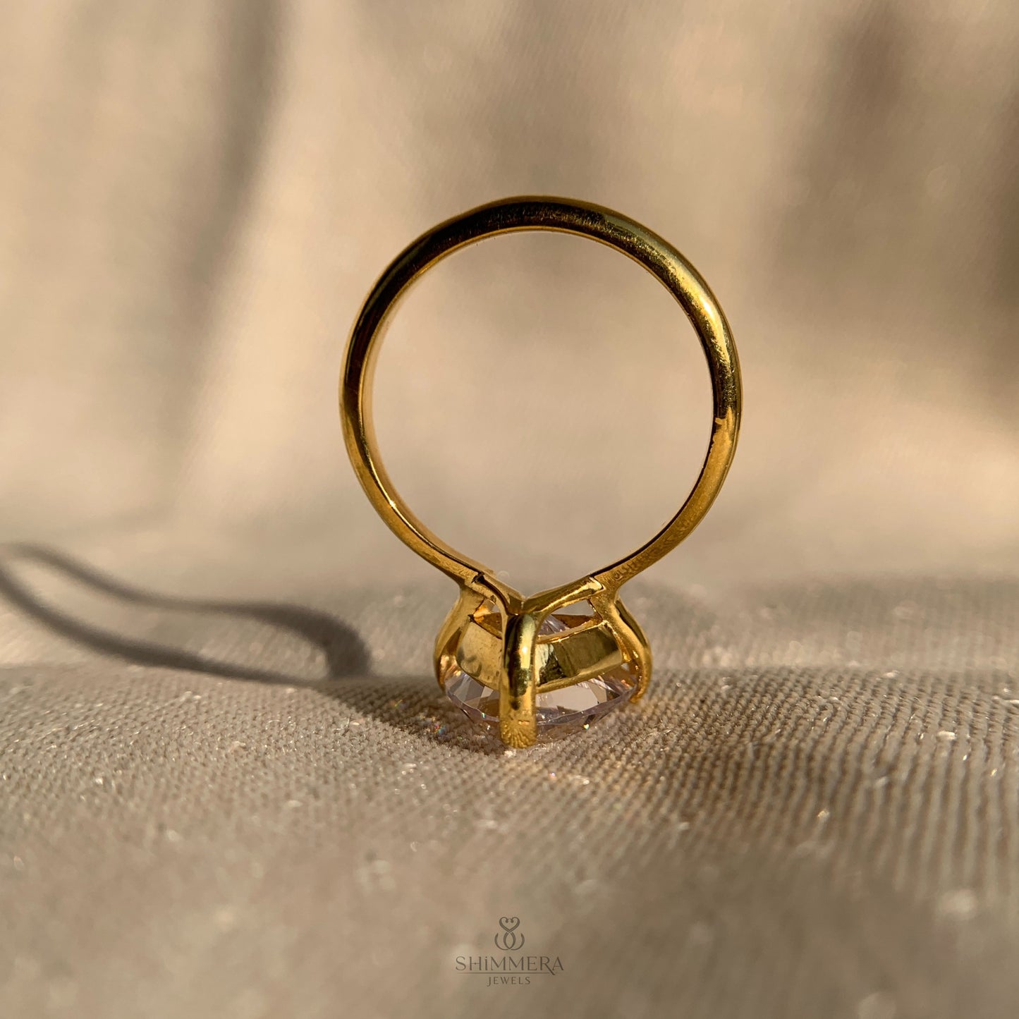 14k Solid Gold Trillion Cut Engagement Ring