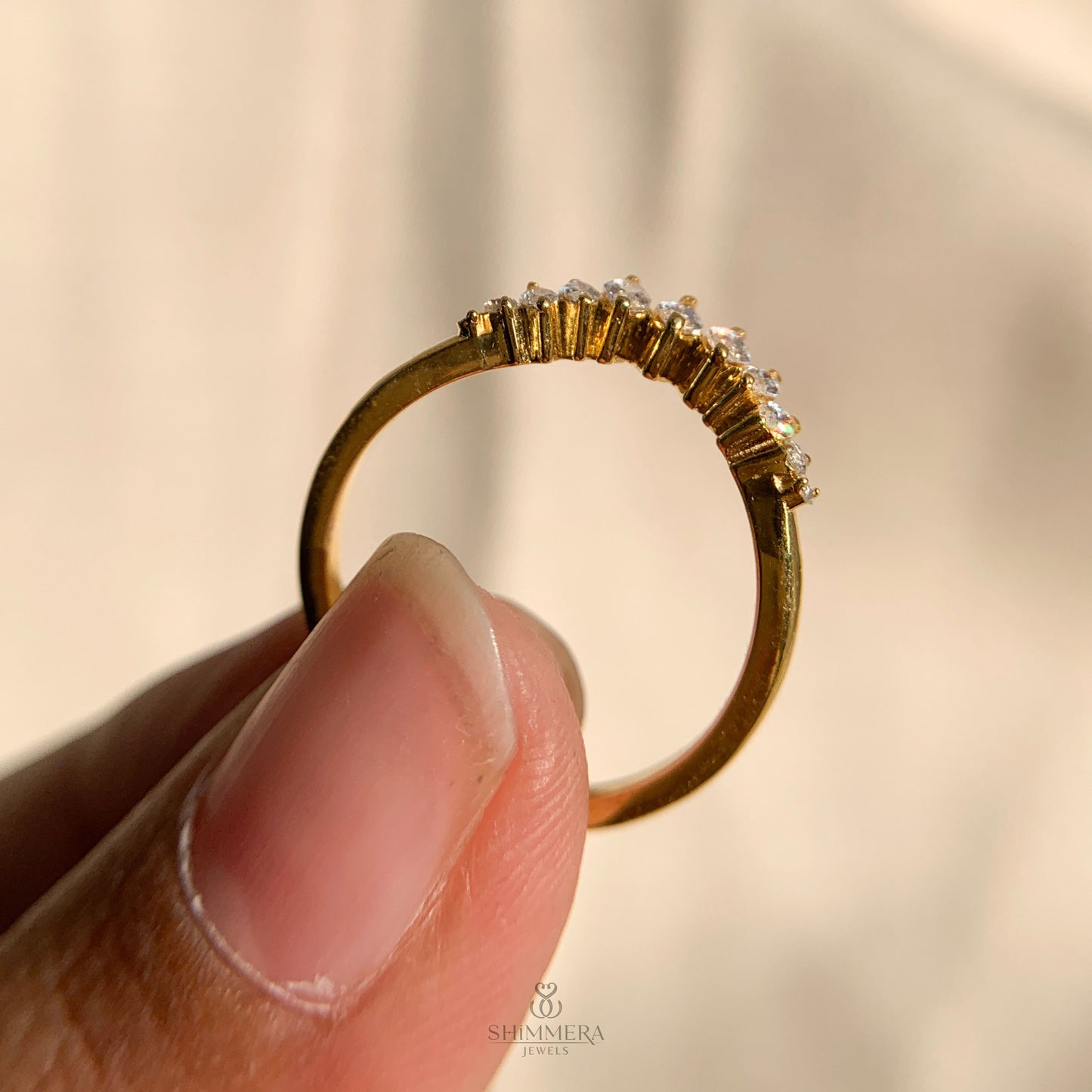Marquise Shaped Diamond Curved Wedding Ring