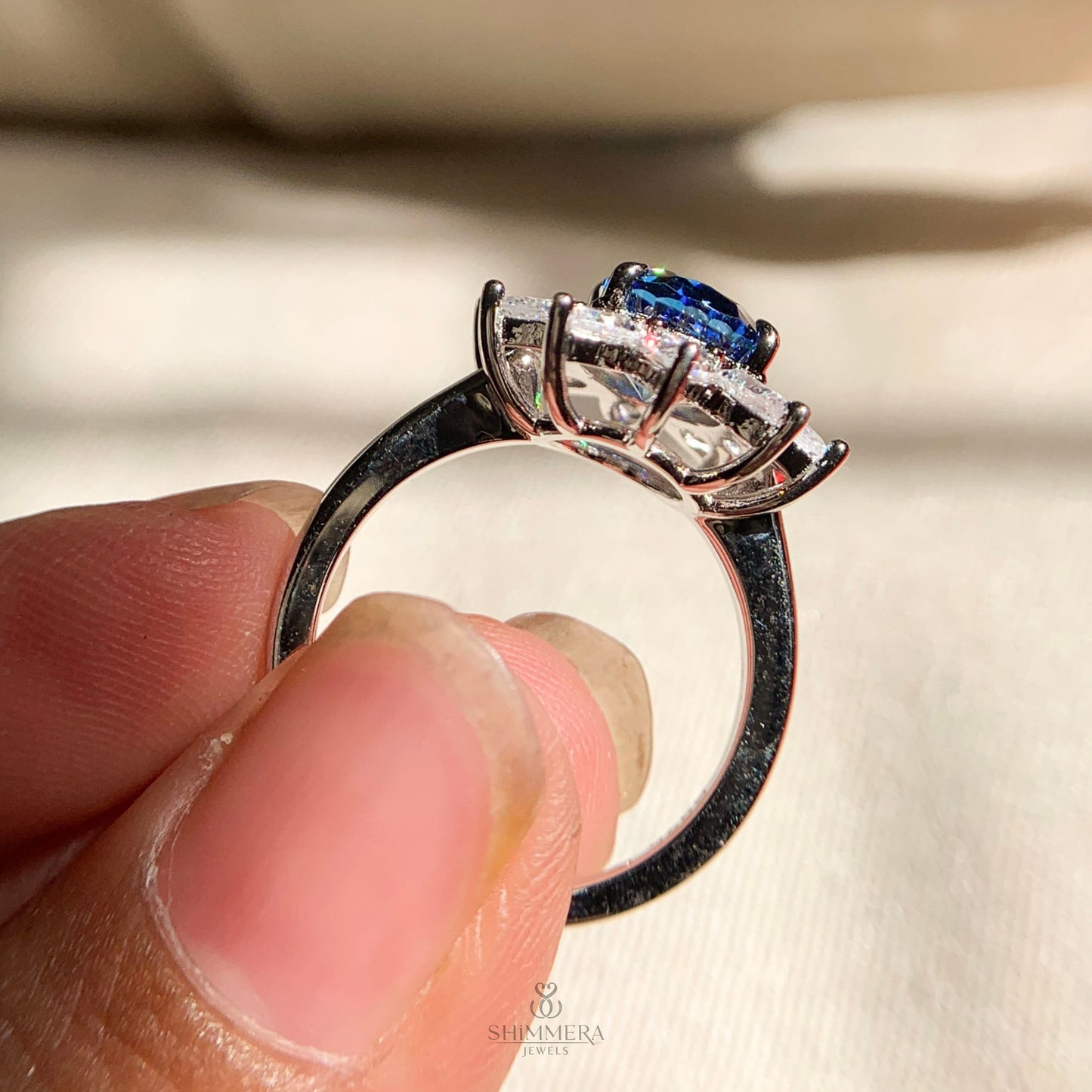 Oval Cut with Blue Sapphires and White Pear