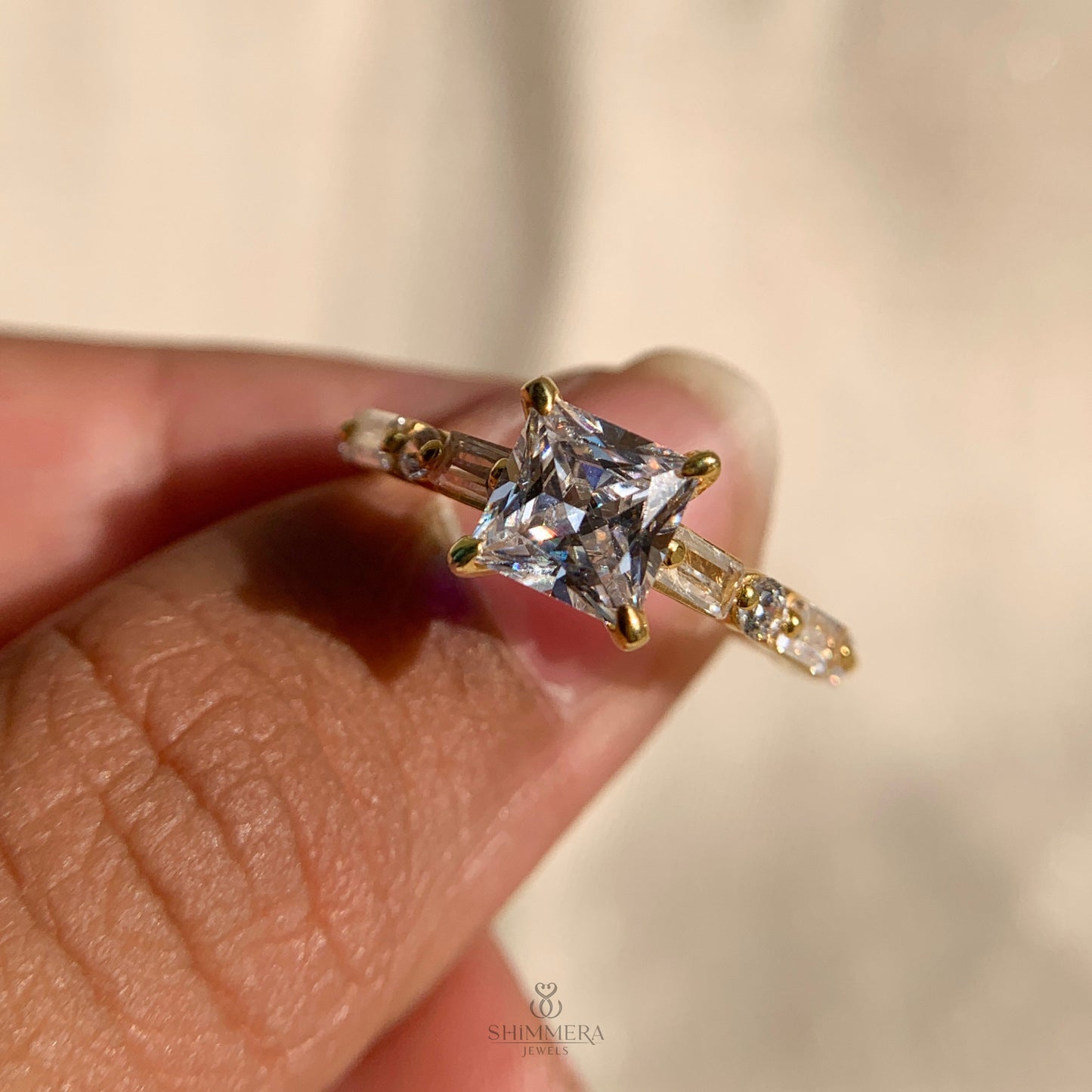 White Gold Princess Cut Engagement Rings