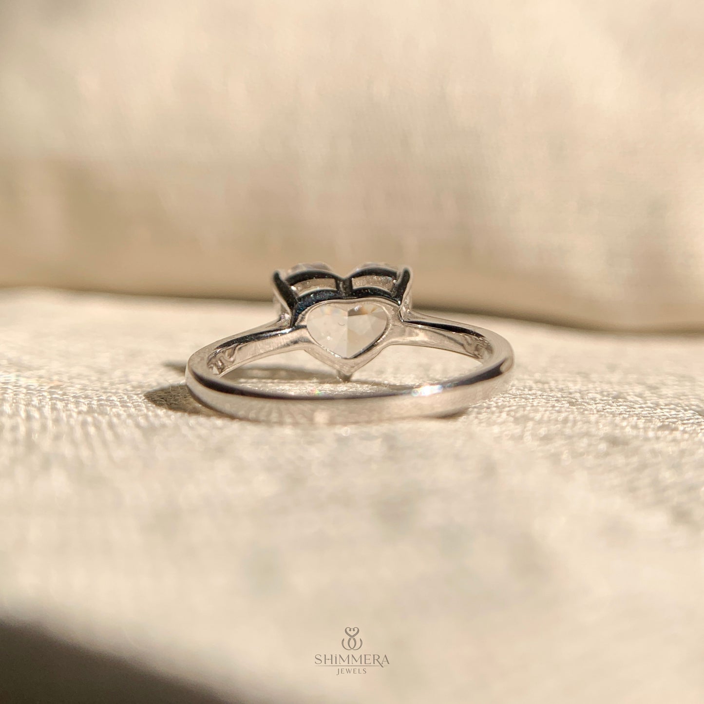 Sterling silver engagement ring with 2.5ct heart-shaped diamond solitaire