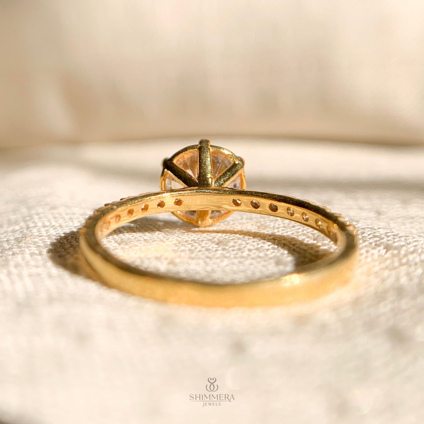 Elegant six prong round brilliant cut diamond ring on hand