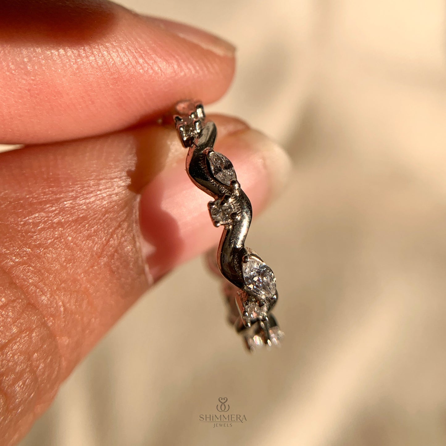 Marquise and Round Shape Stacking Diamond Rings for Women