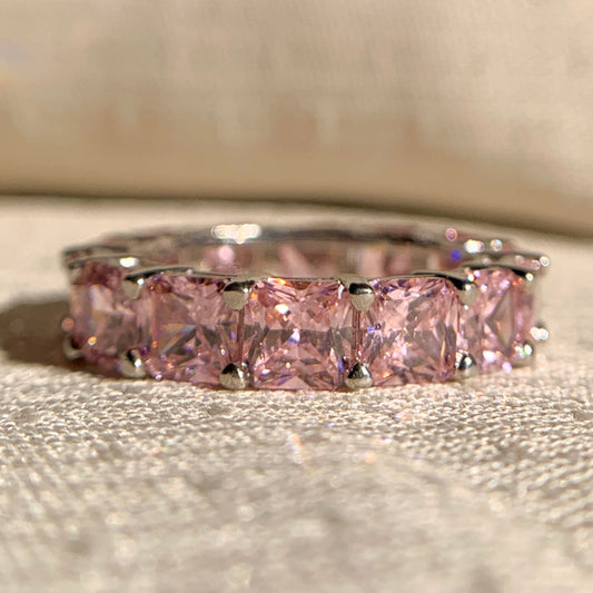 Princess cut diamond wedding band in white gold for women