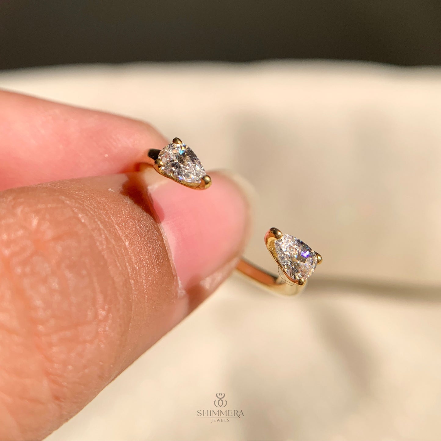 Pear Diamond Open Ring Wedding Band