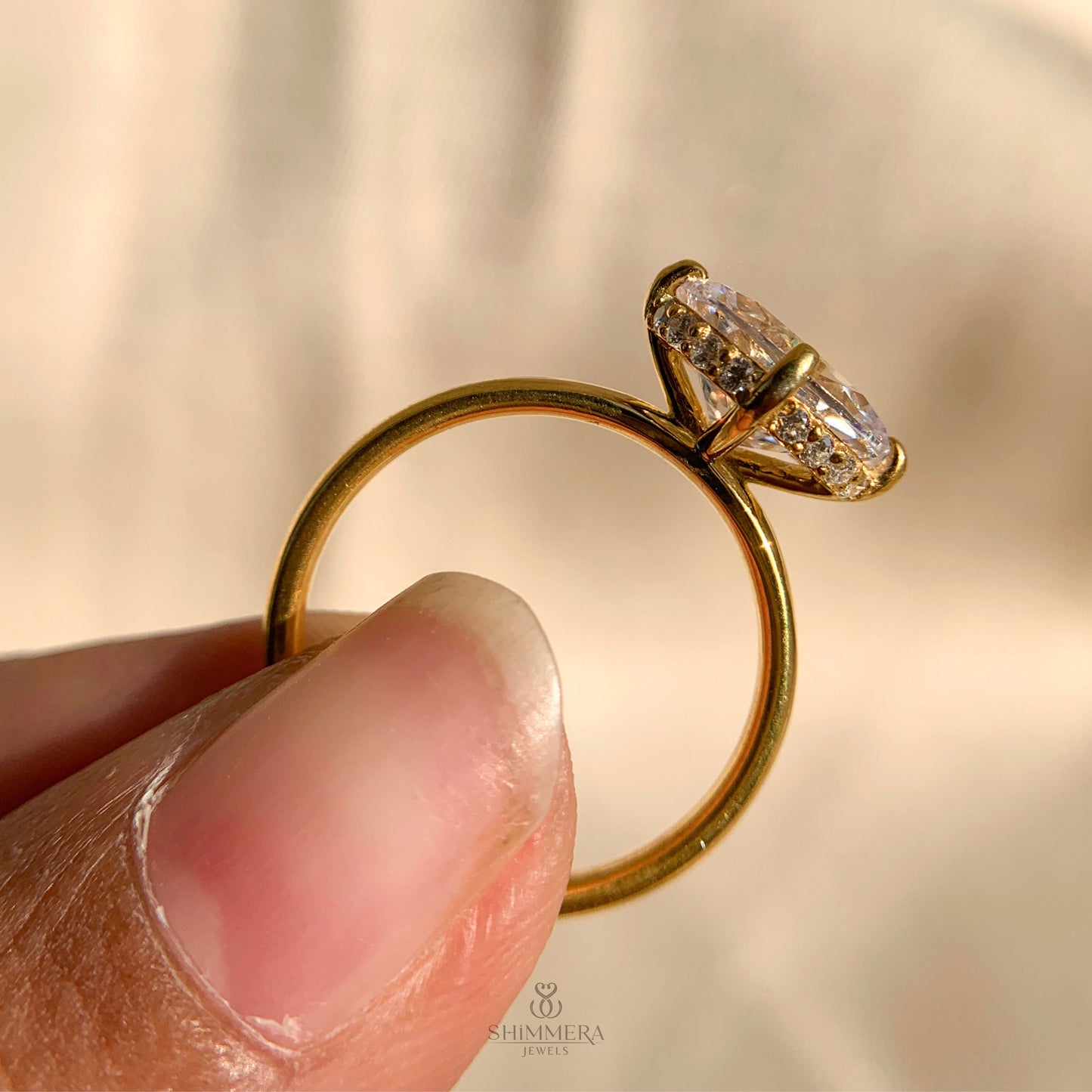 14K Gold Oval Moissanite Engagement Ring