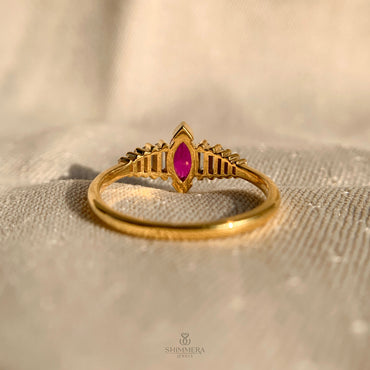 14k Gold Marquise With Baguette Accent Stones Engagement Ring