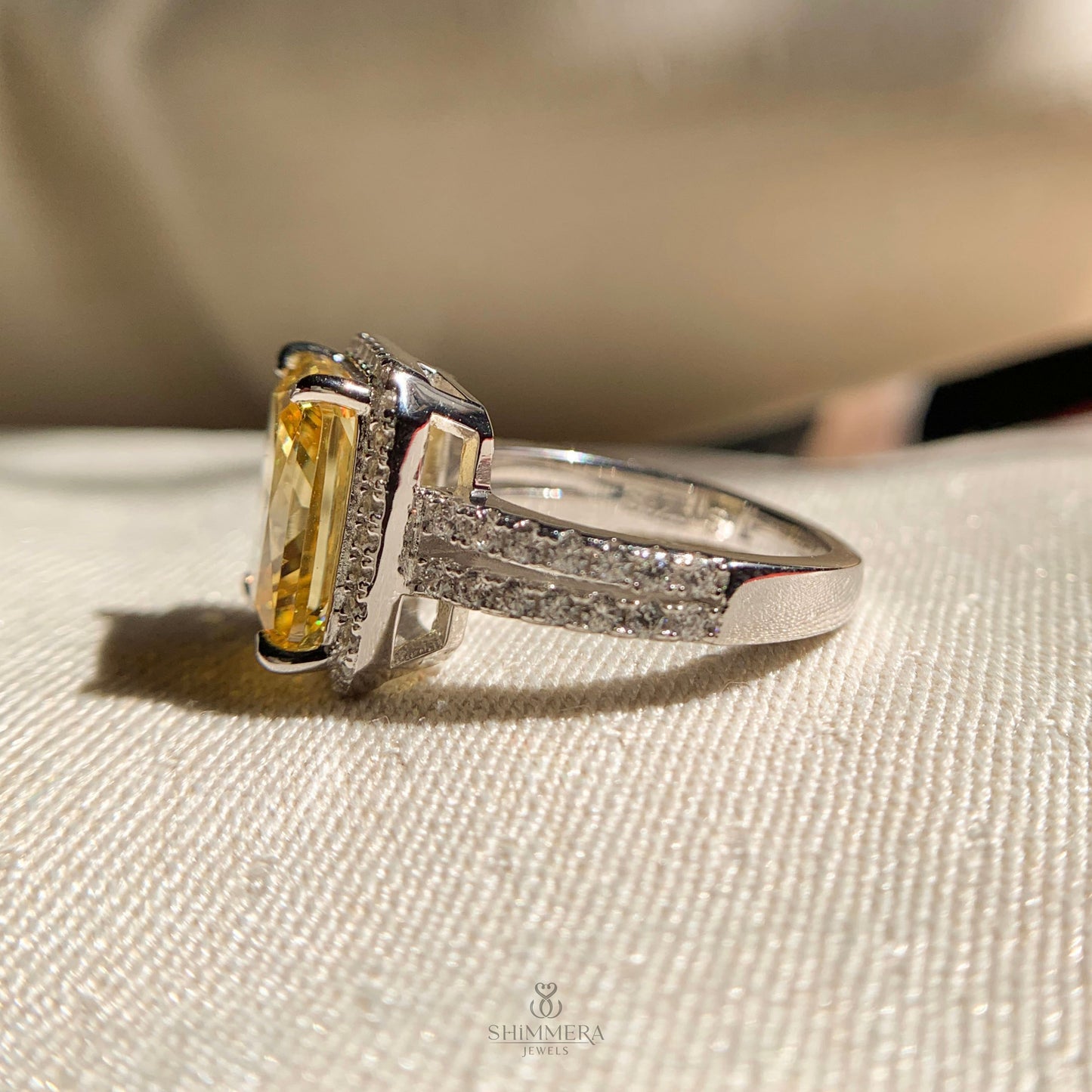 18k Hidden Halo Radiant Engagement Ring