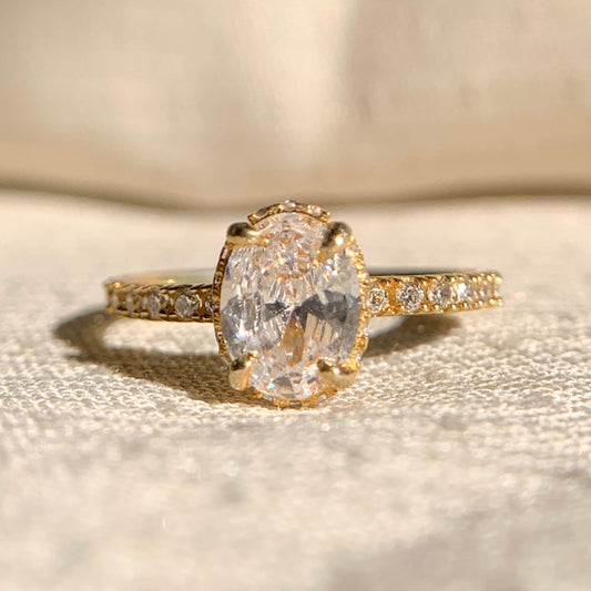 Oval Cut Hidden Halo Engagement Rings