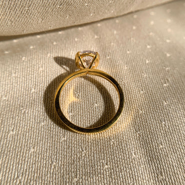 Oval Cut Solitaire Engagement Ring Half Bezel Setting