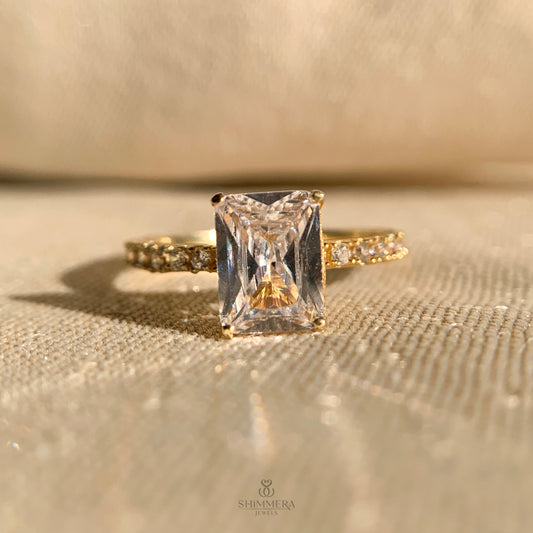 10k Gold Radiant Cut Engagement Rings with Side Stones Settings