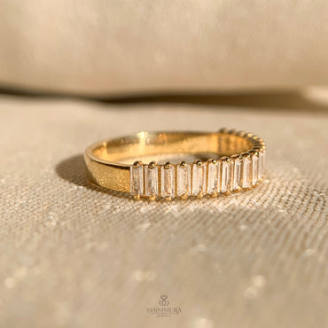 10k Baguette Cut Diamond Half Eternity Band