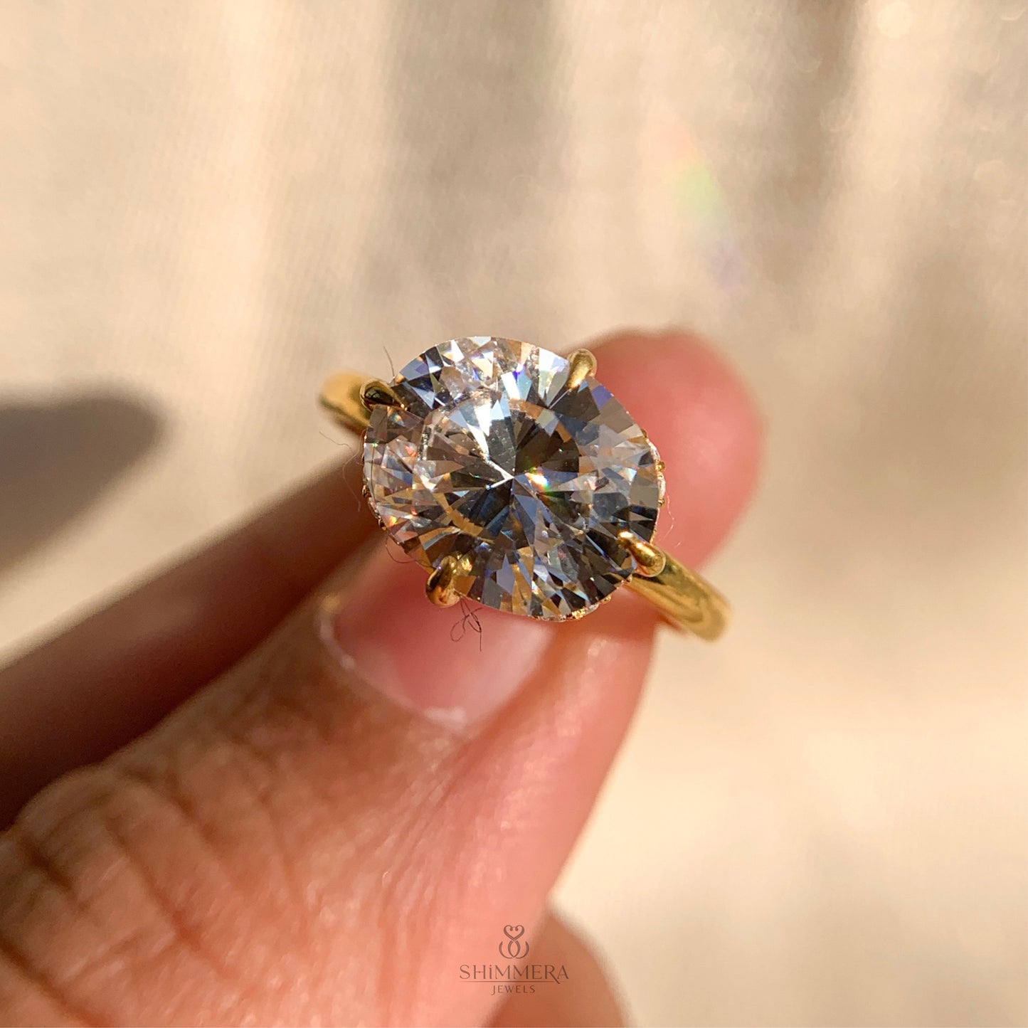 Cushion Cut Hidden Halo Engagement Ring