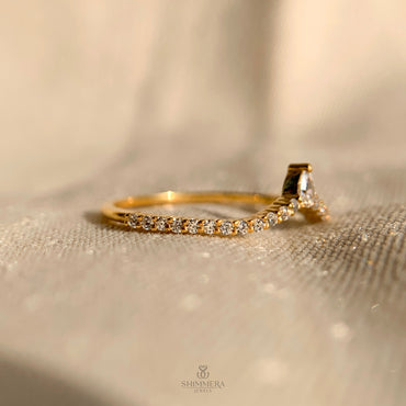 Chevron Wedding Band With Engagement Ring