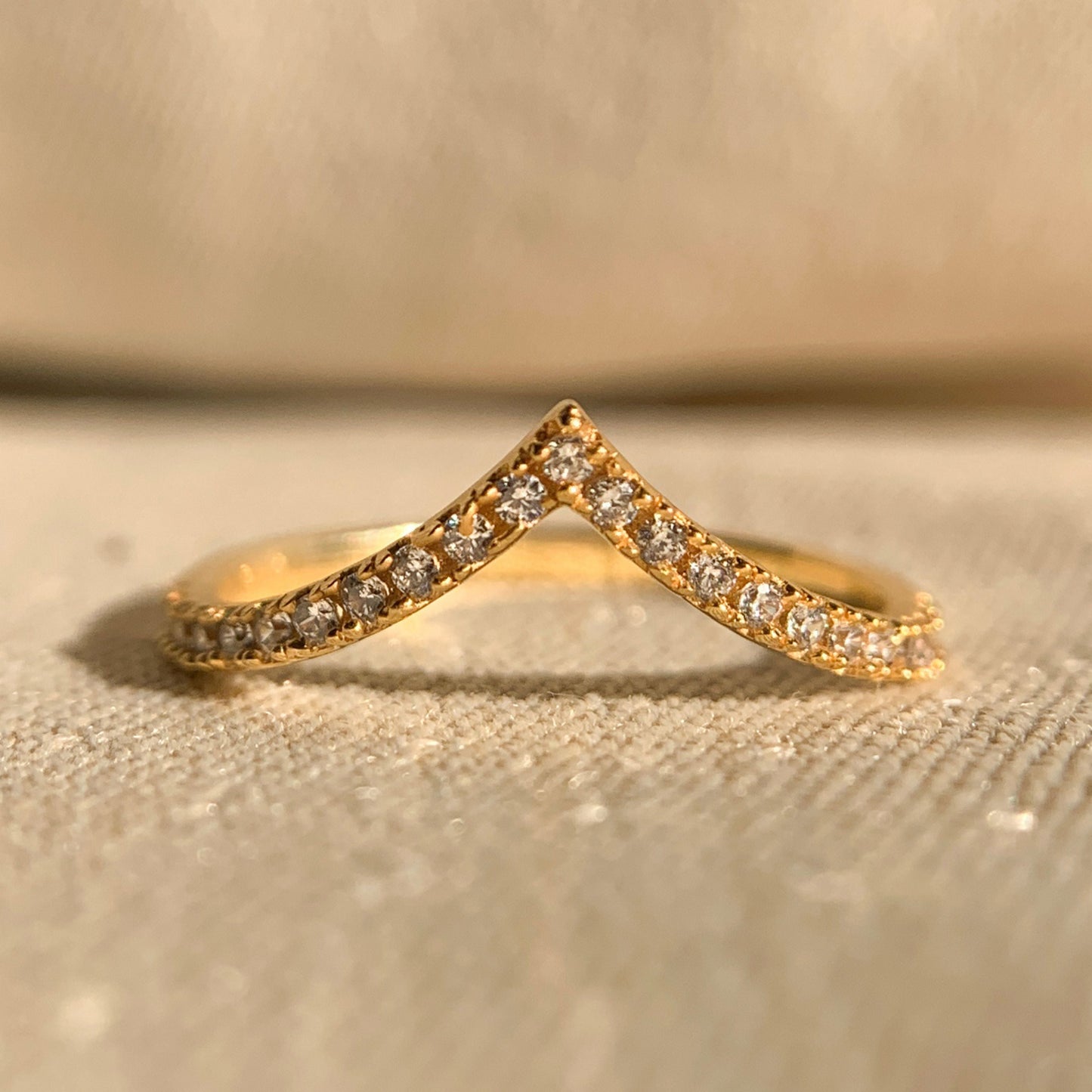 Yellow Gold Chevron Diamond Ring